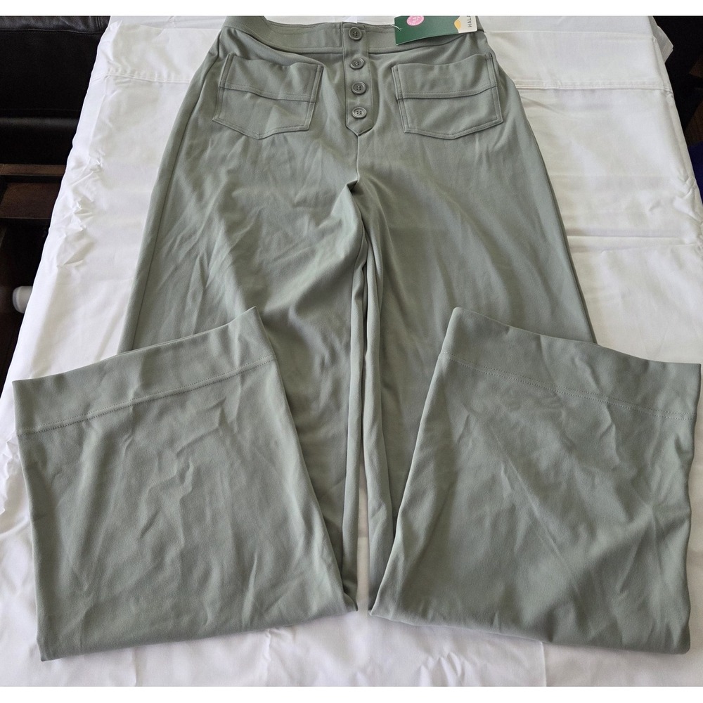 Halara Play It My Way Women SM High Waist Wide Leg Pants‎ Green Athleisure